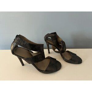 Lena Milos Black Metallic Strappy Heels Size 37 1/2